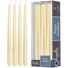 Hyoola Taper Candles - 25 cm Wool White Drip Free Table Candles - Candles Long Burning Time 8 Hours - Pack of 12