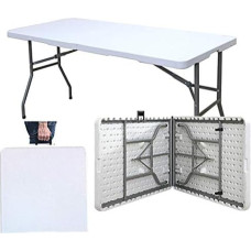 sogesfurniture HP-152CZ-BH sulankstomas stovyklavimo stalas Bufetinis stalas Valgomasis stalas su plastikine rankena, idealiai tinka stovyklavimui, sodui, bufetams, plotis apie 152 x 71 x 74 cm
