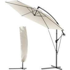 VOUNOT Konsolinis skėtis 300 cm, skėtis su rankenėle, apsauga nuo vėjo, apsauga nuo saulės, apsauga nuo UV spindulių, sodo skėtis, turgaus skėtis, skėtis su rankenėle, smėlio spalvos