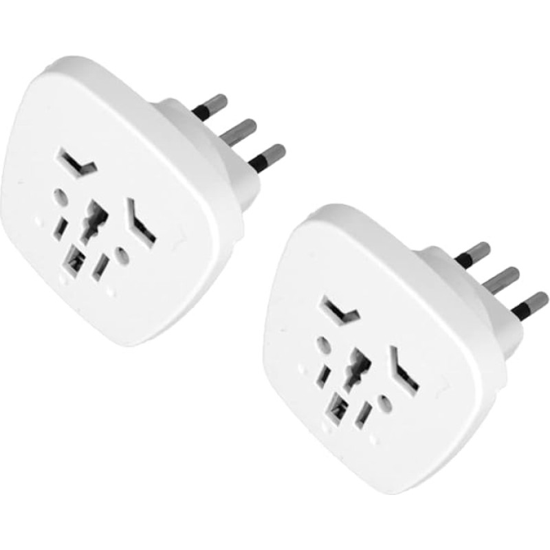 2 Pack Universal Travel Adapter, 16A Schuko Plug to UK USA AUS CN Socket Converter, Europe Italy to Schuko Adapter