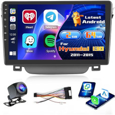Inefala Android 15 Radio for Hyundai i30 2011-2015 2+64G with Wireless CarPlay Android Car, 9 Inch Screen with EQ 26UI FM RDS GPS Bluetooth WiFi SWC AHD Reversing Camera