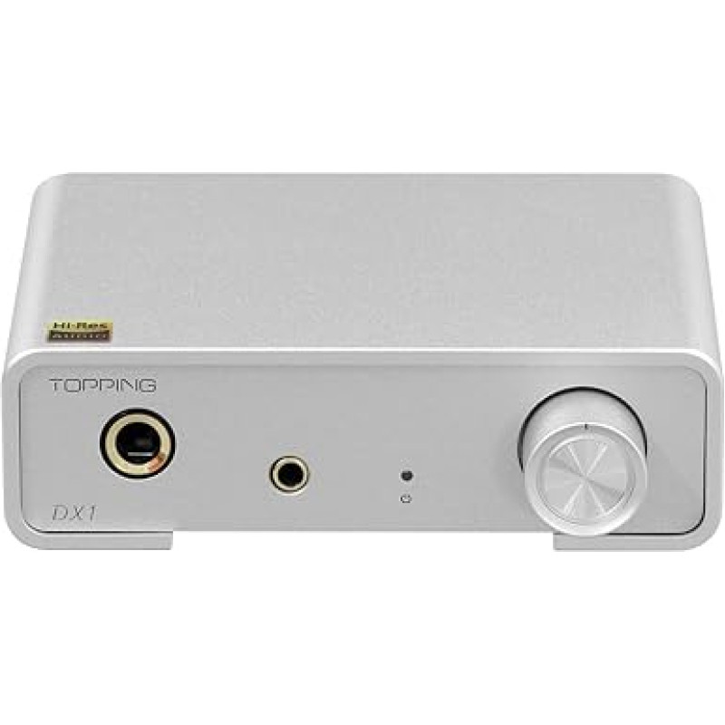 TOPPING DX1 DAC ausinių stiprintuvas, AK4493S XU208 DSD256 USB DAC HiFi garso mini stalinis dekoderis RCA/6,35 mm/3,5 mm ausinių išvesties DAC stiprintuvas su dideliu žemo stiprinimo koeficientu, sidabrinės spalvos