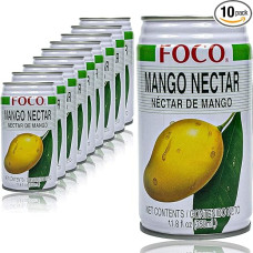 Foco - Pack of 10 Mango Drink Juice in 350 ml Tin - Premium Mango Juice (Nectar)