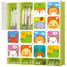 XOKOTAKI Vaikų spinta, modulinė lentyna, vaikiška spinta, modulinis organizatorius, sandėliavimo lentyna namams, 20 modulių, 157 x 140 cm