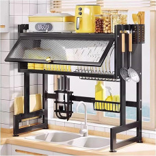 65 cm indų džiovintuvas virš kriauklės - erdvę taupantis virtuvės kriauklės stovas su lentyna ir nusausinimo lenta, puikiai tinkantis indų laikikliui virš kriauklės ir stalviršio su dangčiu, ef