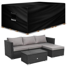 Futura Aukštos kokybės stačiakampio formos sodo baldų dangteliai Vandeniui atsparūs 280 x 204 x 106 cm 600D Oxford audinys Lauko stalas Patio rotango sodo baldų dangteliai su PVC pamušalu