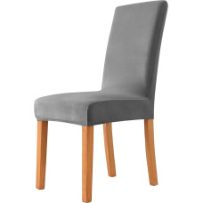 Chair Covers Velvet Plush for Dining Room Chairs, Chair Cover Stretch High Back Protective Covers for Chair, Chair Protective Covers Set for Wedding, Dining Room (Grey, 2 Pieces)