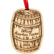 Burbono ornamentas, burbono viskio kalėdiniai ornamentai 2024, gražūs lazeriu pjauti mediniai ornamentai, puikios burbono dovanos vyrams, burbono kojinių užpildas, pateikiamas dovanų dėžutėje (oficialus