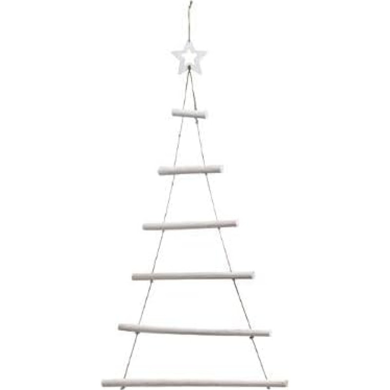 Easy Wooden Wall Pine with Branch - L 36 cm x H 95 cm - White