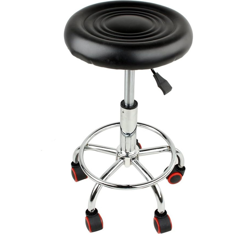 Rolling Stool Swivel Stool on Wheels Work Stool Practice Stool Hairdressing Studio Stool Reguliuojamo aukščio kosmetinė taburetė PU odos taburetė Workshop Stool for Hairdresser Aesthetics Dentist Bar Studio,