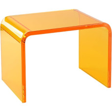 Skaidrus akrilo staliukas, U formos staliukas su užapvalintais kraštais, stilingas modernus kavos staliukas, mažoms erdvėms, miegamojo ar svetainės baldams (32 x 23 x 23,5 cm (13 x 9 x 9), oranžinis)
