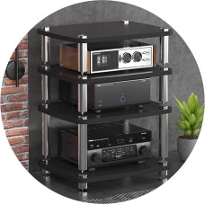 4-Layer HiFi Audio Cabinet HiFi Racks and Stands Audio Rack Cabinet AV Shelf TV Table Stand Absorbent Feet - Audio Video Components (Colour: Black, S: 60 x 48 x 76 cm (4 Tier))