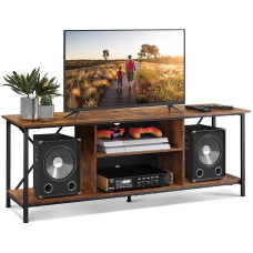 WLIVE TV Cabinet, TV Lowboard for TVs up to 65 Inches, TV Board TV Cabinet with Open Storage Space, 140 x 40 x 49 cm, TV Stand for Living Room and Bedroom, Vintage Brown/Black
