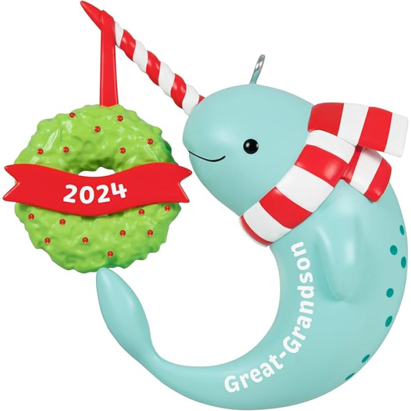 Hallmark Keepsake 2024 Didysis anūkas Narvalas 2024 Kalėdų dekoracija Šeimos dovanos