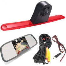 HD Transporter Parkavimo pagalbos stabdžių šviesos atbulinės eigos kamera su reguliuojamu kampu, skirta Mercedes Benz Sprinter W906 W907 W910/V W Crafter Caravelle (atbulinės eigos kamera + 4,3 colio galinio vaizdo veidrodis)