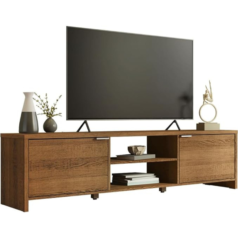 Madesa TV Cabinet, Modern TV Lowboard with 2 Doors for Living Room and Bedroom for TVs up to 75 Inches, 180 x 39 x 47 cm, Made of Wood, Rustic
