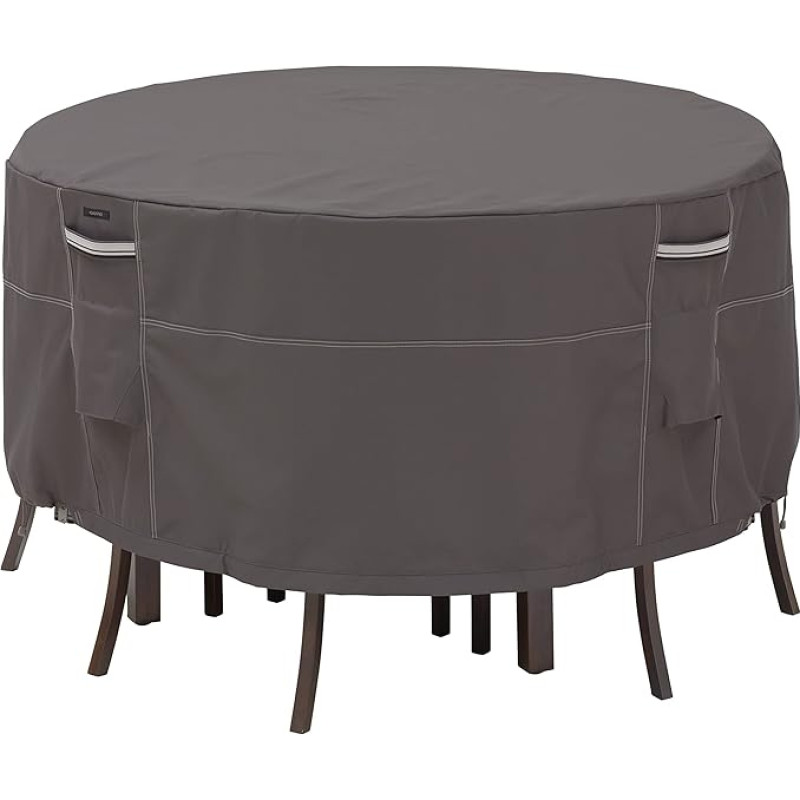 Classic Accessories 55-187-015101-EC Ravenna Tall Round Patio Table and Chair Set Cover Premium Outdoor Furniture Cover with Durable and Water Resistant Fabric, Taupe, Small