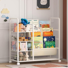 Livilord Kids Bookcase and Toy Organiser, 3 Tier Bookcase for Kids, Large Capacity, Removable Bookcase for Kids Room, Bedroom, Playroom, Nursery