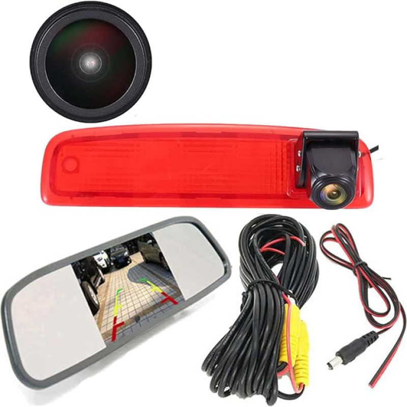 4,3 colių galinio vaizdo veidrodžio monitorius + 1280 x 720 pikselių Super HD stabdymo žibintų atbulinės eigos kamera, skirta 