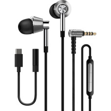 1MORE Triple Driver In-Ear Kopfhörer, Hi-Res Stereo Audio, MEMS Mikrofon, 3,5 mm Klinke, USB-C, Inline Lautstärkeregler, perfekte Ohrhörer für Musik und Anrufe Silber