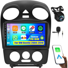 OiLiehu 2G + 64G Android 13 Dvigubas DIN radijo imtuvas Carplay Android automobilis VW Beetle 2004-2010 Automobilinis radijas su ekranu 9 colių automobilinis radijas Palaiko ekvalaizerį / Bluetooth / FM RDS / WiFi / GPS / atbulinės eigos kamera