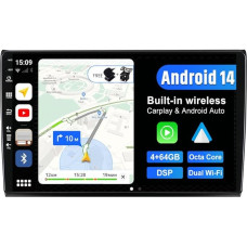 JOYX Android 12 IPS Car Radio Suitable for Fiat Bravo (2006-2012) - 4G + 64G - Built-in DSP / Carplay / Android Car - LED Camera + Mic - 9 Inch 2 DIN - Steering Wheel Control WiFi DAB 360 Camera Fast