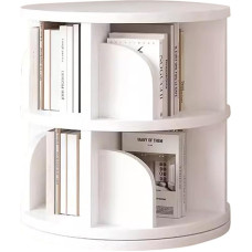 Besisukanti knygų spinta, besisukanti knygų spinta bokštas su 2/3/4/5/6 lygiais, besisukanti knygų spinta su 360° ekranu, apvali, balta, besisukanti knygų spinta svetainei ir miegamajam (46 x 66 cm)
