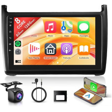 8 branduolių 6+128G Android automobilinis radijas VW Polo 6R 6C 9N 2008-2016 Belaidis Carplay 9 colių jutiklinis ekranas su Android Car Mirror Link Bluetooth FM/RDS/EQ/DSP WiFi GPS navigacija Vairo valdymas