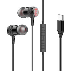 USB C tipo magnetinės C tipo ausinės su kabeliu ir mikrofonu, atminties putos, skirtos 