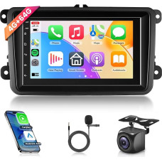 4G + 64G Wireless Carplay Android Car Radio for VW Golf 5 6 Passat Polo Tiguan Touran Caddy Skoda Seat 7 Inch Car Radio with Android Car GPS Navigation WiFi Mirror Link Bluetooth FM/RDS/EQ/SWC