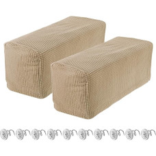 sourcing map 2 Pack Stretch Armrest Covers for Chair Sofa Couch Armrest Covers with Swivel Pin Furniture Protector Slipcovers for Sofa Chair Recliner Sand