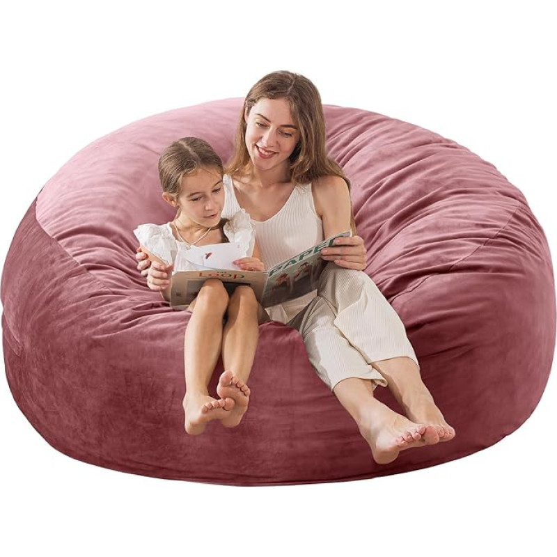 EDUJIN Xlarge Bean Bag kėdė: 60 colių didelis Bean Bag su atminties putų užpildytas Bean Bag suaugusiems su įdaru, itin minkštas olandų aksomo dangtelis, apvalus pūkuotas sofa gyvenamasis kambarys - 1,5