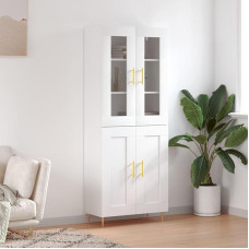 FIRBNUS Tall Cabinet 69.5 x 34 x 180 cm Living Room Cabinet Highboard Living Room Bookshelf Slim Filing Cabinet Organiser Cabinet for Bathroom, Living Room, Dining Room, Office, White