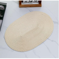 AMDXD 4er Set Tischsets Weihnachten Oval, PP Platzset Abwaschbar Oval Welle Anti-Rutsch, Tischmatte Weihnachten Beige für Küche Hause Restaurant, 45x30CM