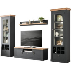 Furn.Design Ribera Wall Unit in Grey and Wotan Oak Country House Combination 4-Piece 322 x 201 cm