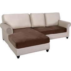 ANARACHON Samt-Couchüberzüge, 3 Stück, Sofa-Sitzkissenbezug, L-Form, getrenntes Kissen, Couch-Schonbezüge, Stretch-Möbelschutz für Hunde, waschbar (2-Sitzer + 1 Chaiselé, Braun)