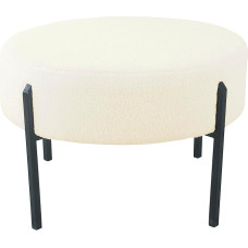 HomePop Modern Metal Round Sherpa Home Decor Upholstered Round Footrest Ottoman Cream