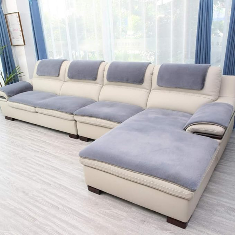 AMYDREAMSTORE Velvet Sofa Throws for L Shaped Couch, Shaggy Rug, 1 gabalas Pliušinis šiltas apsauginis dangtelis Sofos danga odinei sofai, žiemos pliušinis neslystantis storas sofos apsauginis dangtelis