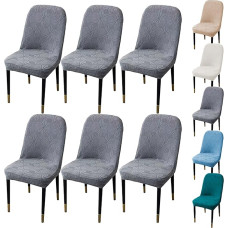 ouxei Stretch-Stuhlhussen-Set Für Esszimmerstühle - Schonbezüge Mit Gebogener Rückenlehne Und Armlehnen, Dicker, Waschbarer Jacquard-Schutz (1/2/4/6 Stück)(Grey 6vnt)