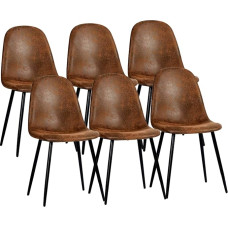 BaldaiR 6 x Valgomojo kėdės Paminkštintos patogios kėdės be porankių, skirtos namų virtuvei, miegamajam, svetainei, restoranui, kavinei, rudos spalvos