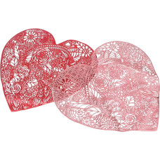 BEBEMOKO 2 rožių kilimėlių rinkinys Valgomojo stalo apdaila Širdies formos kilimėliai valgomojo stalui Vestuvių kilimėlis Taurės padėkliukai Kilimėlis namams Valentino dienos kilimėlis