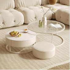 Minimalistinis sofos komplektas su metaline staltiese ir lederhocker, skirtas mažoms patalpoms