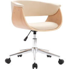 vidaXL valgomojo kėdė, virtuvės kėdė, pasukama reguliuojamo aukščio kėdė, pasukama kėdė, valgomojo kėdė su porankiais, kreminės spalvos, dirbtinė oda