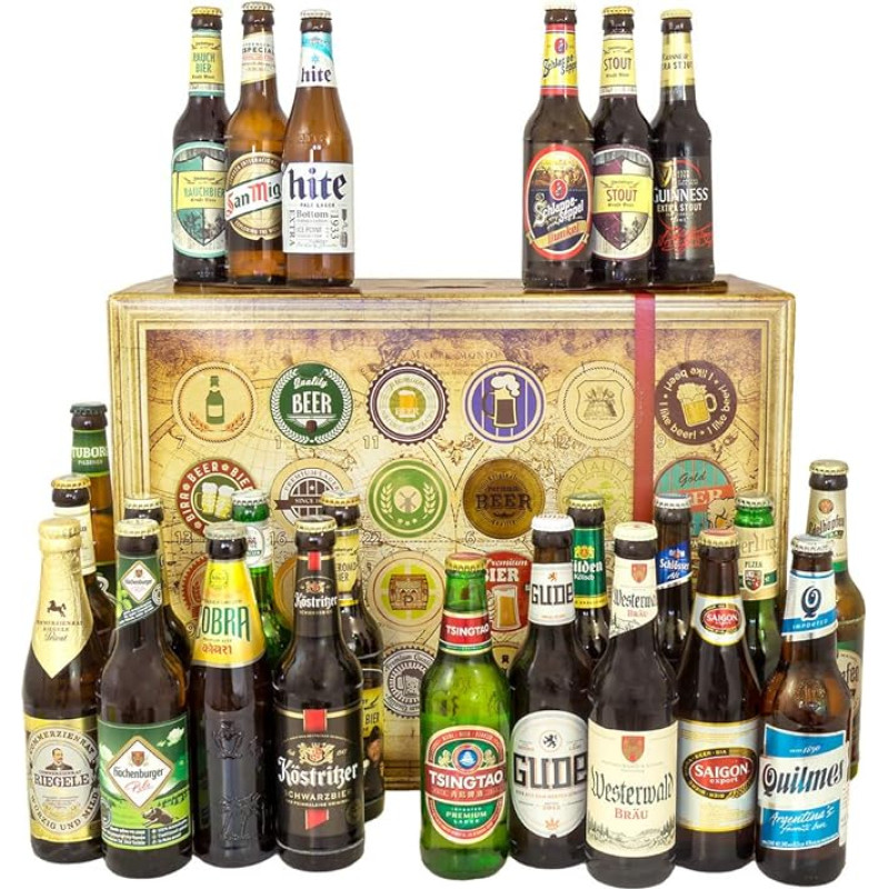 Bier Adventskalender Welt und Deutschland mit Tsingtao + Tiger + Hite Pale Lager + mehr/Geschenkidee Adventskalender mit Bier/Bier Adventskalender