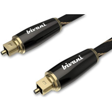 bivani Premium 7.5 Metre Toslink Fibre Optic Cable, S/PDIF HQ Fibre Optic Cable, Optical Digital Audio Cable, Fibre Optic Cable, Gold-Plated Connectors, Zinc Alloy, Nylon Fabric, Elite Series, 7.5 m