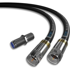 OREN Coaxial Cable 10 m RG6 HD103 A++ Trishield - Black - with Cabelcon Plugs and Adapter - Weatherproof - for Satellite and Digital TV, Antenna, Broadband and High Speed Internet Connections