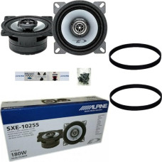 2 Alpine SXE-1025S SXE 1025S 2-Way Coaxial Speakers 10 cm 100 mm 4 Inch 25 Watt RMS and 180 Watt Max for Standard Car Door Housing per Pair + Rings, Screws and 5 Free Stickers