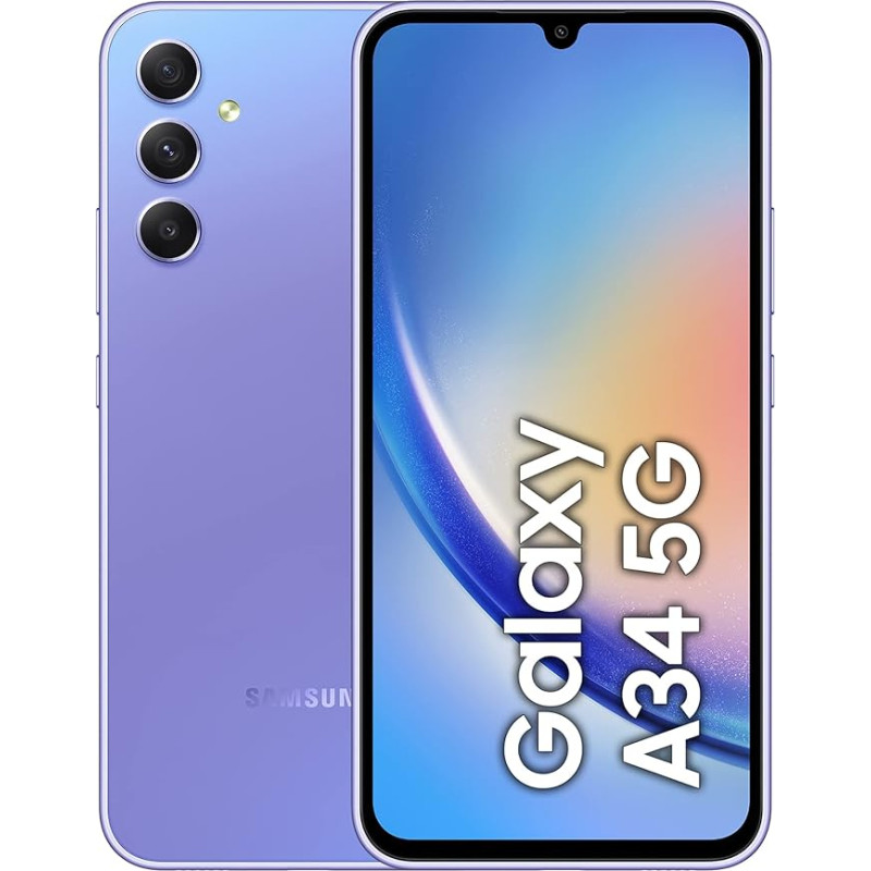 Samsung Galaxy A34 5G, Android Smartphone, 6.6 Inch Dynamic AMOLED Display, 5,000 mAh Battery, 128 GB/6 GB RAM Mobile Phone in Awesome Violet