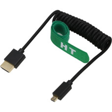 HangTon Micro HDMI to HDMI 8K 4K 60p Braided Coiled Cable 30 cm for Canon R8 R10 Sony A7C A7RIV Camera ATOMOS Ninja V F5pro Monitor, Type A D 2.1