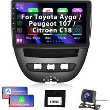 Android Car Radio for Toyota Aygo/Peugeot 107/Citroen C1 2004-2014 Carplay Android Car 10.1 Inch Touchscreen Radio GPS Navigation, Bluetooth, WiFi, HiFi, FM RDS Radio, Canbus, Rear View Camera